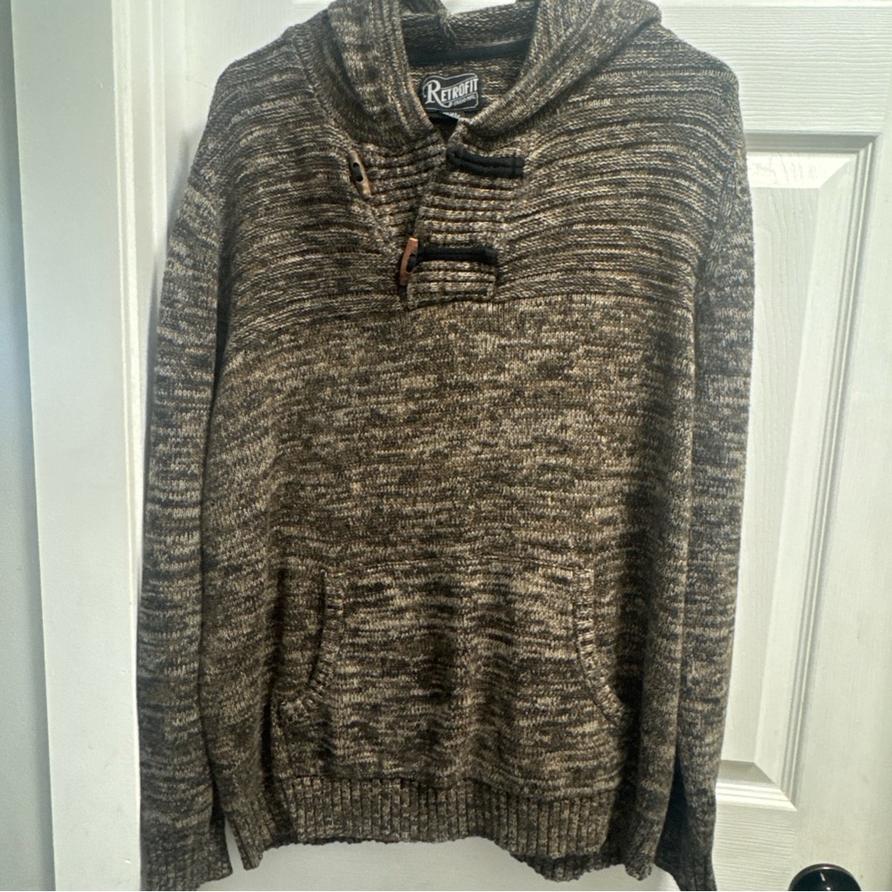 Retrofit Men's Turtleneck Sweater in Brown and Cream